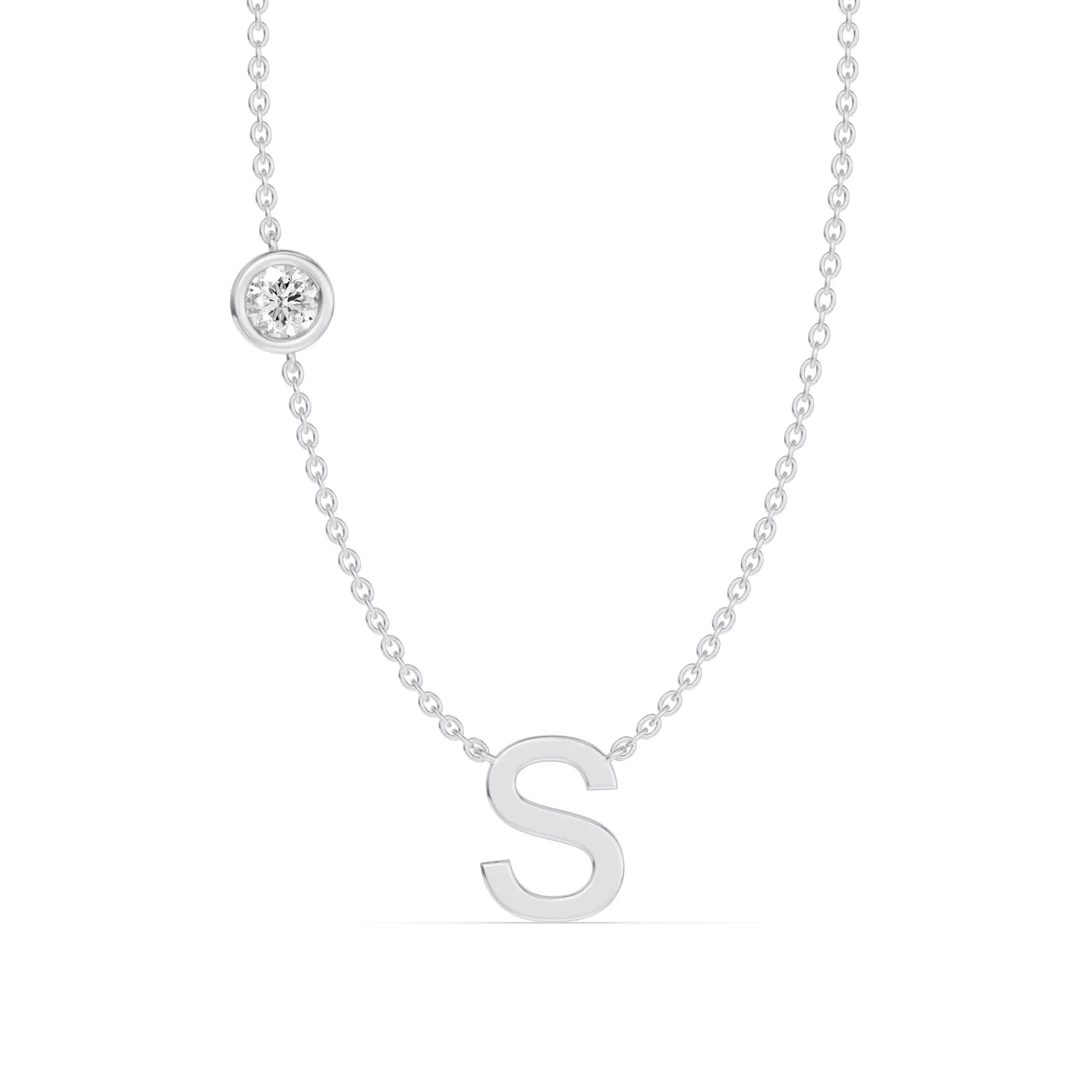 Personalized Initial 14K White Gold Engagement Ring
