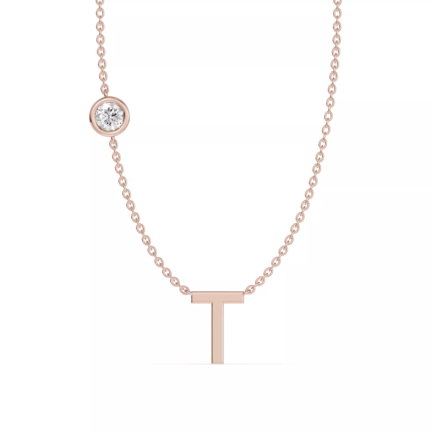 Personalized Initial 14K Rose Gold Engagement Ring