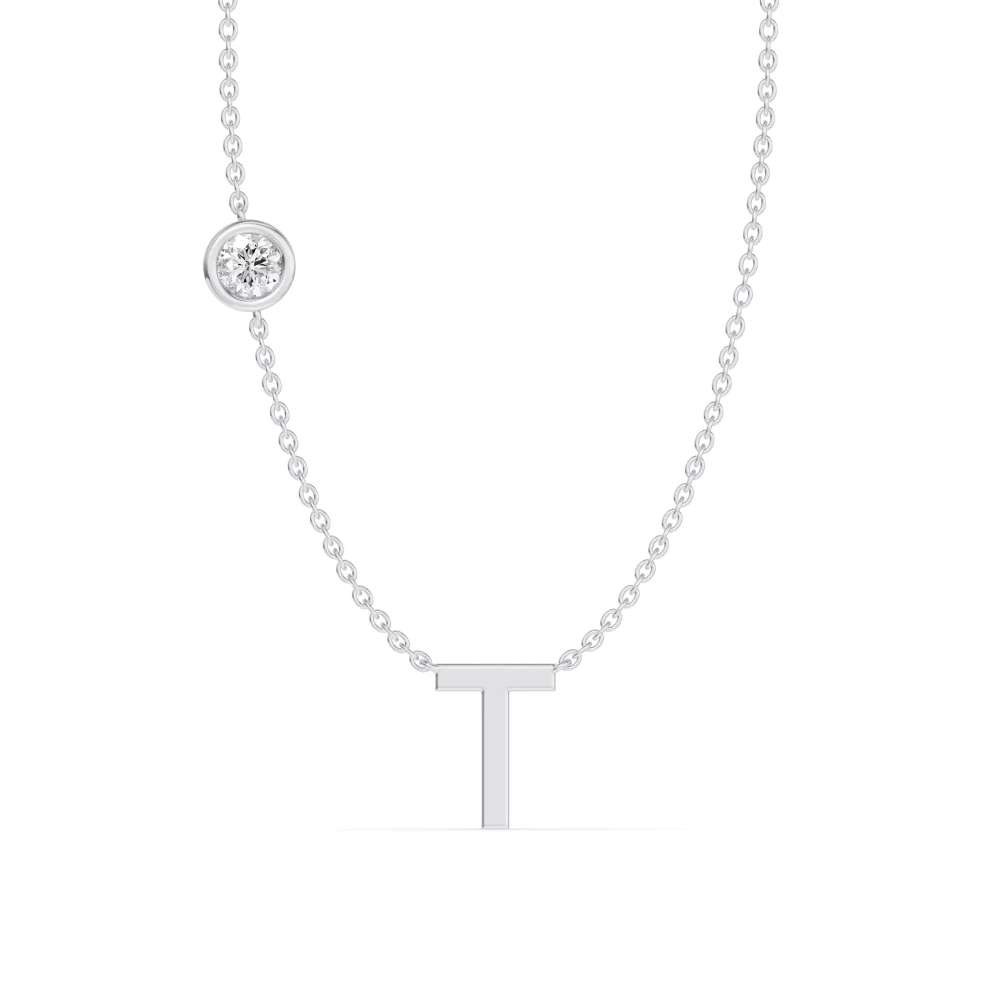 Personalized Initial 14K White Gold Engagement Ring