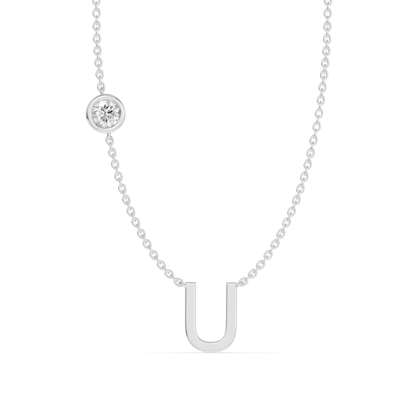 Personalized Initial 14K White Gold Engagement Ring