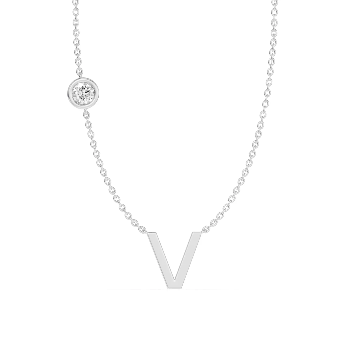 Personalized Initial 14K White Gold Engagement Ring