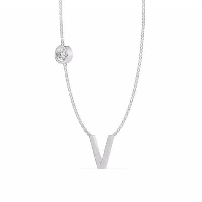 Bezel Diamond Gold Initial Necklace - V
