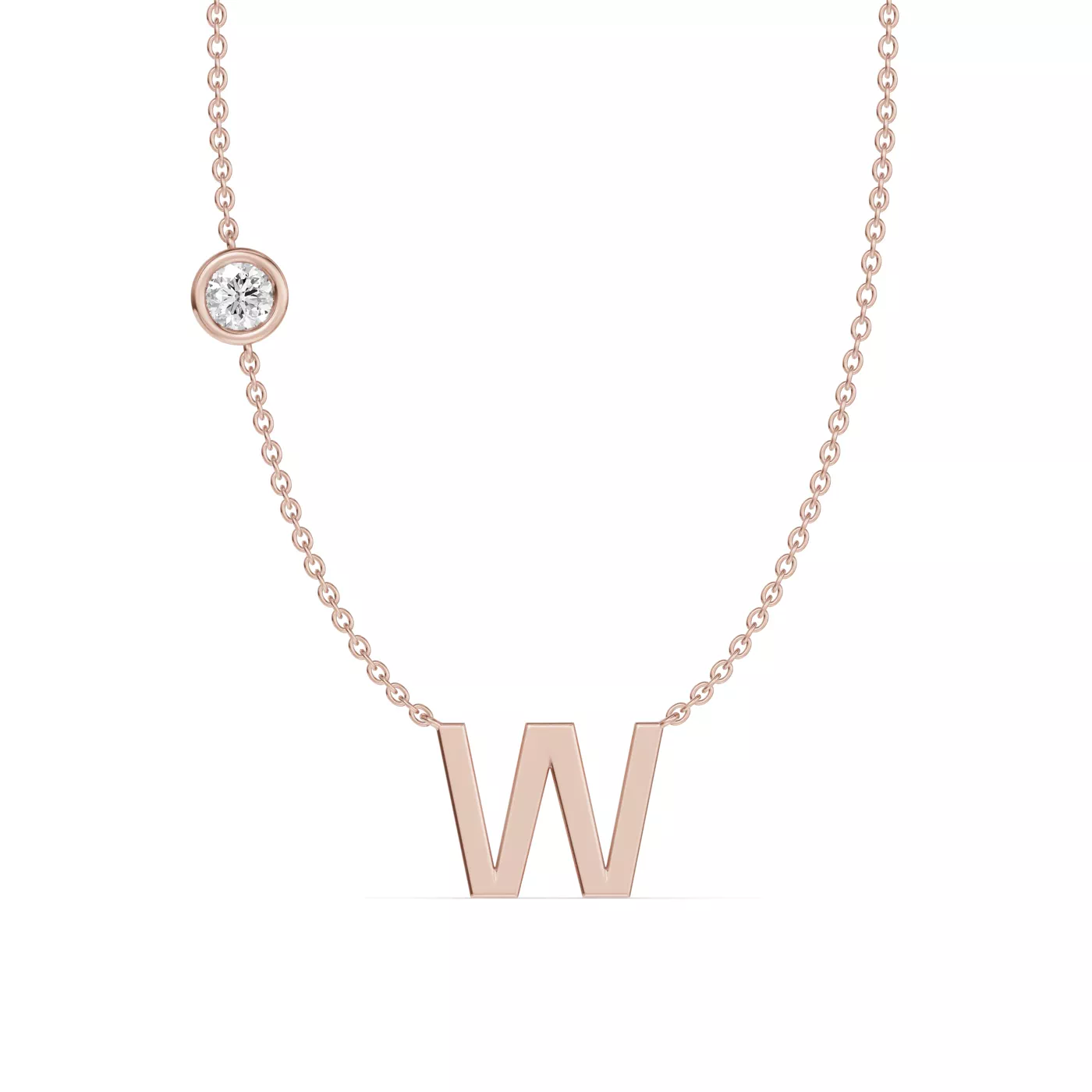 Personalized Initial 14K Rose Gold Engagement Ring