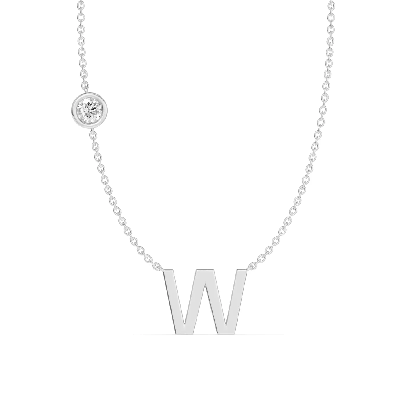 Personalized Initial 14K White Gold Engagement Ring