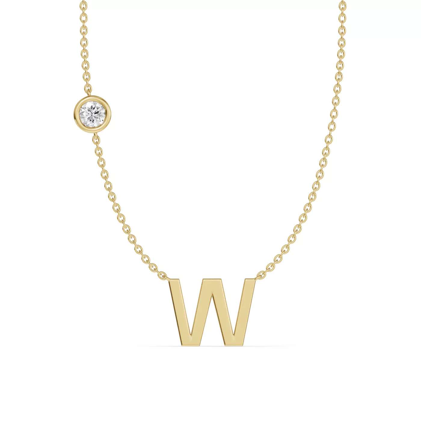 Personalized Initial 14K Yellow Gold Engagement Ring