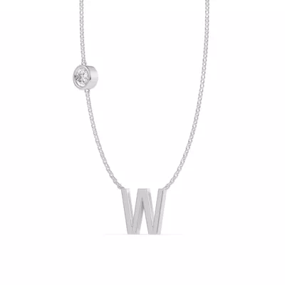 Bezel Lab Diamond Gold Initial Necklace - W