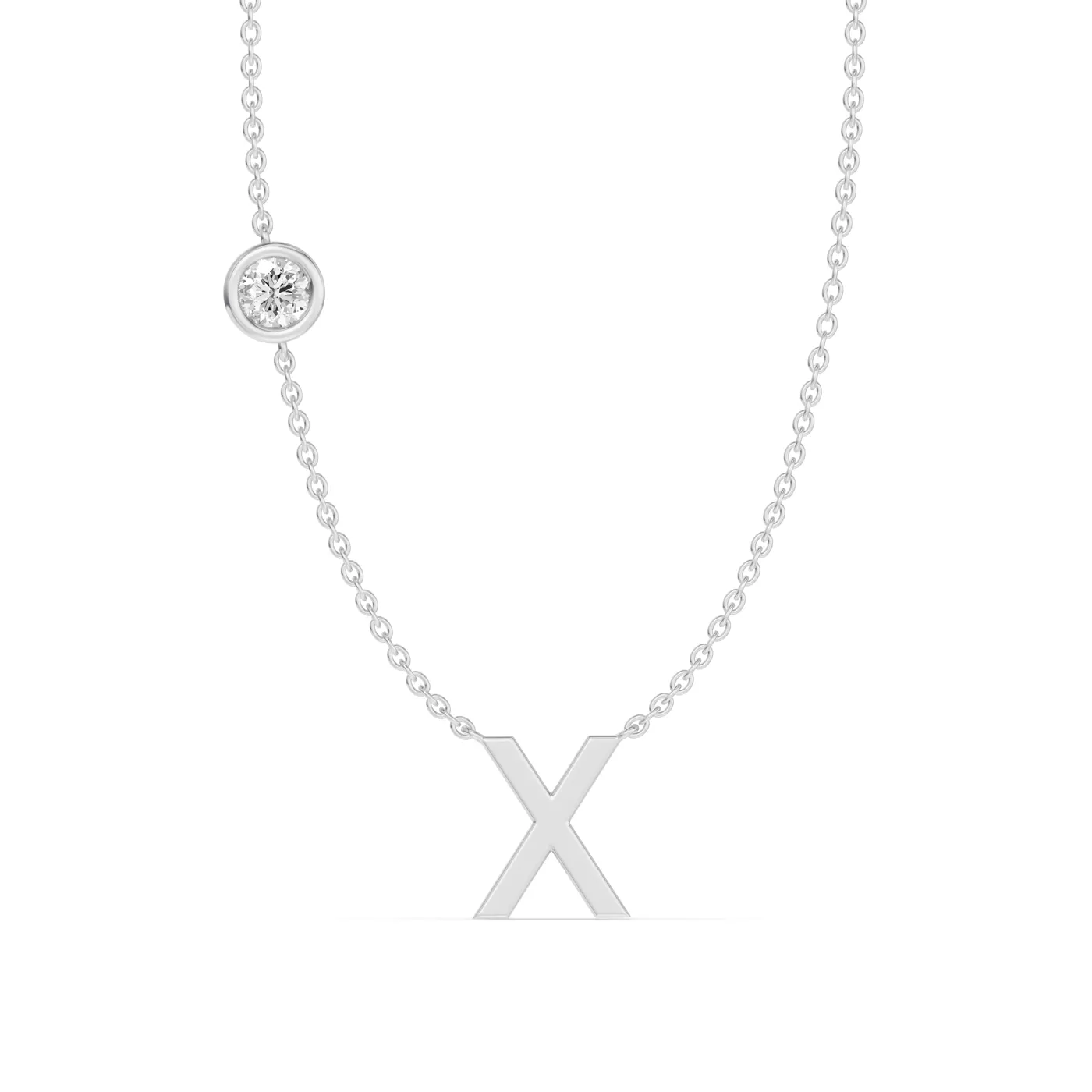 Personalized Initial 14K White Gold Engagement Ring