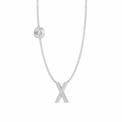 Bezel Lab Diamond Gold Initial Necklace - X