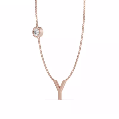 Bezel Lab Diamond Gold Initial Necklace - Y