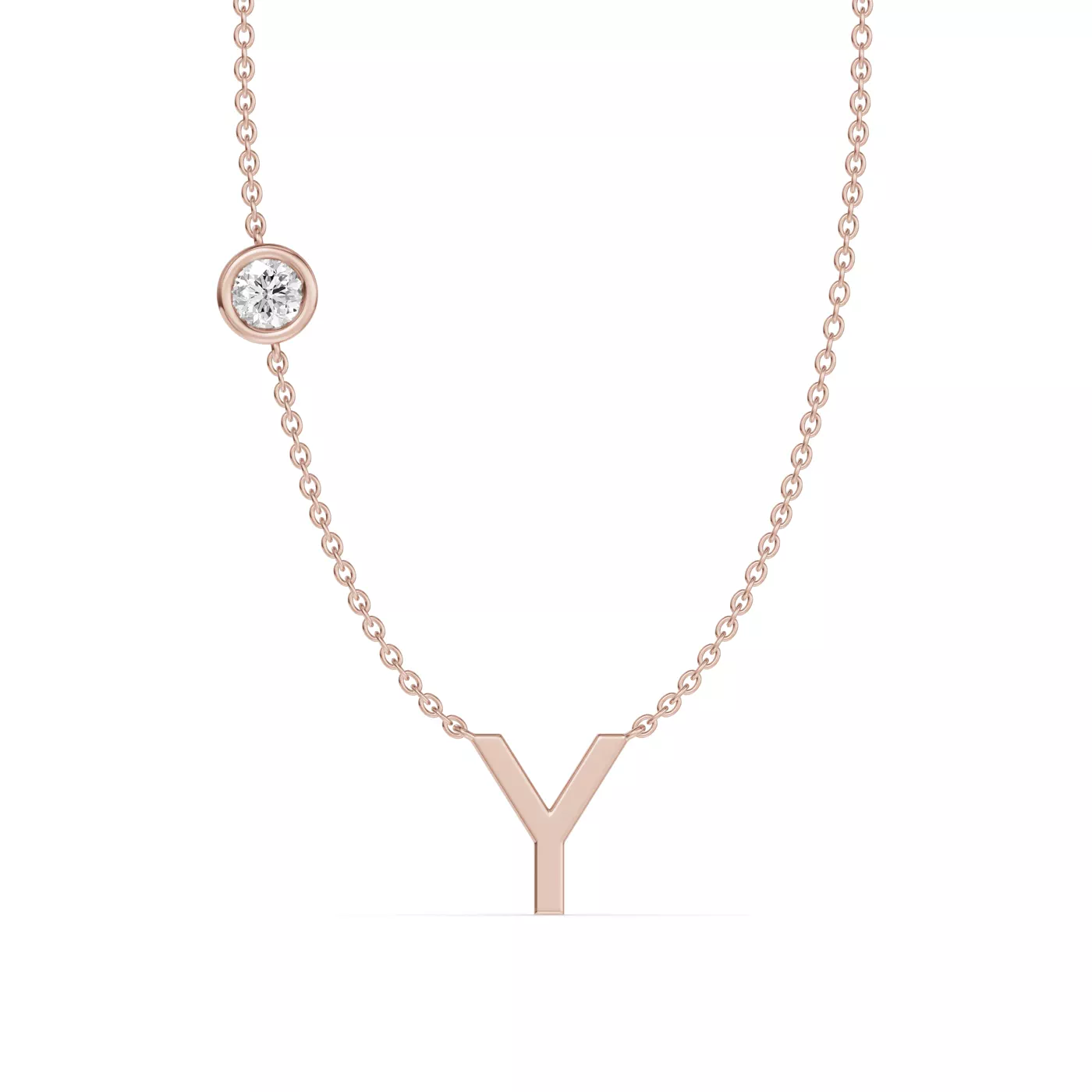 Personalized Initial 14K Rose Gold Engagement Ring