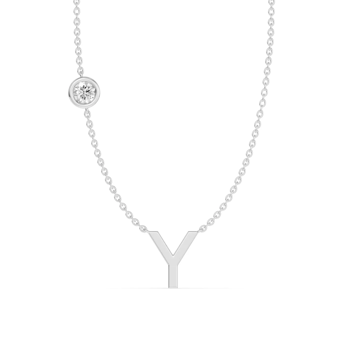 Personalized Initial 14K White Gold Engagement Ring