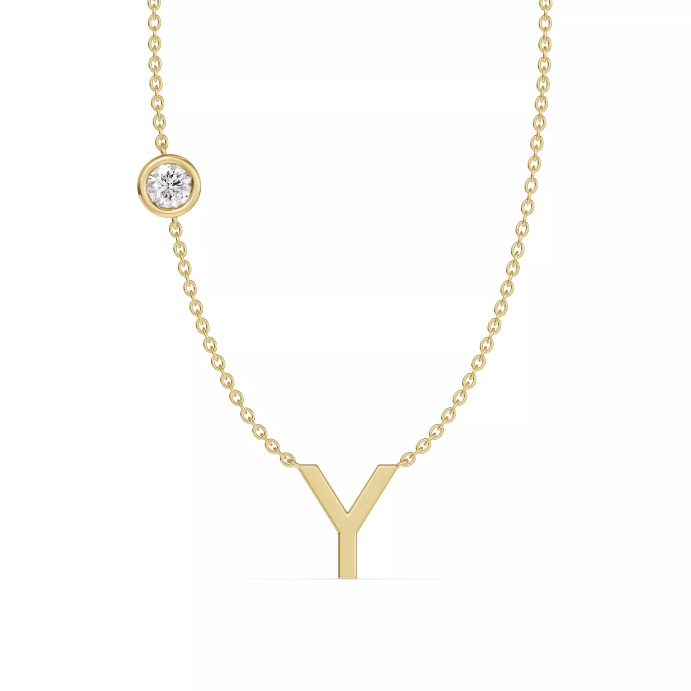 Personalized Initial 14K Yellow Gold Engagement Ring