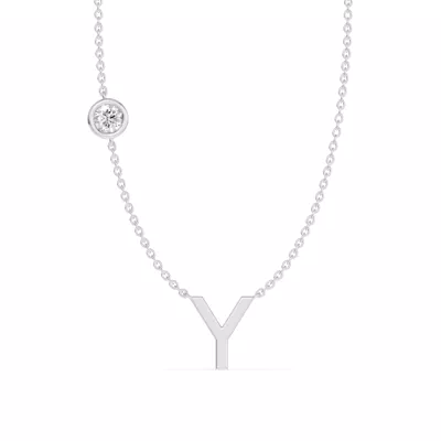 Bezel Lab Diamond Gold Initial Necklace - Y