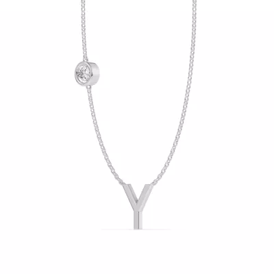Bezel Lab Diamond Gold Initial Necklace - Y