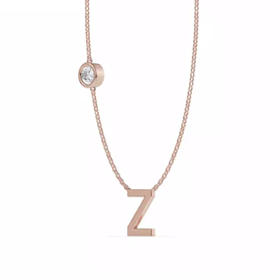Bezel Diamond Gold Initial Necklace - Z