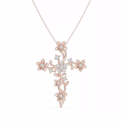 Blossom Cross Lab Diamond Pendant
