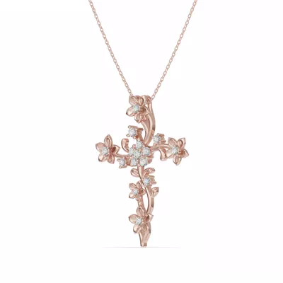 Blossom Cross Lab Diamond Pendant