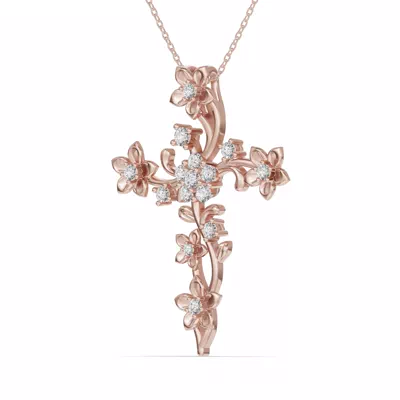 Blossom Cross Lab Diamond Pendant