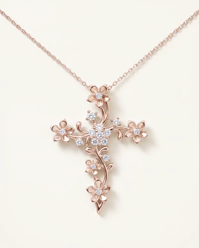 Blossom Cross Lab Diamond Pendant
