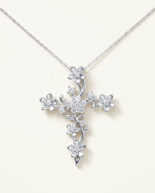 Setting Blossom Cross Lab Diamond Pendant
