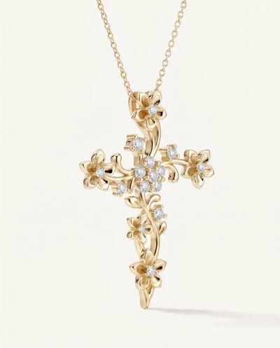 Blossom Cross Lab Diamond Pendant