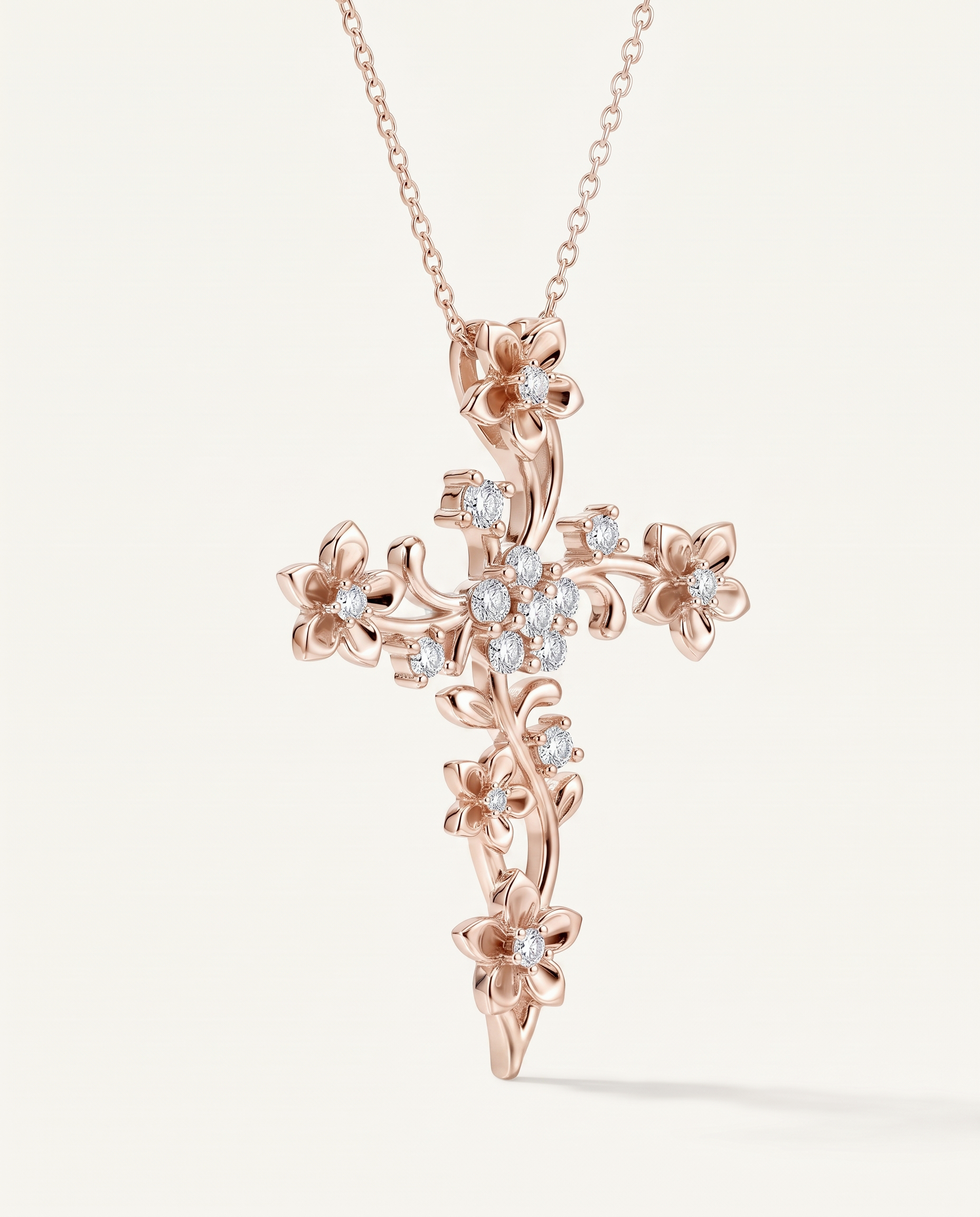 Blossom Cross Diamond Pendant
