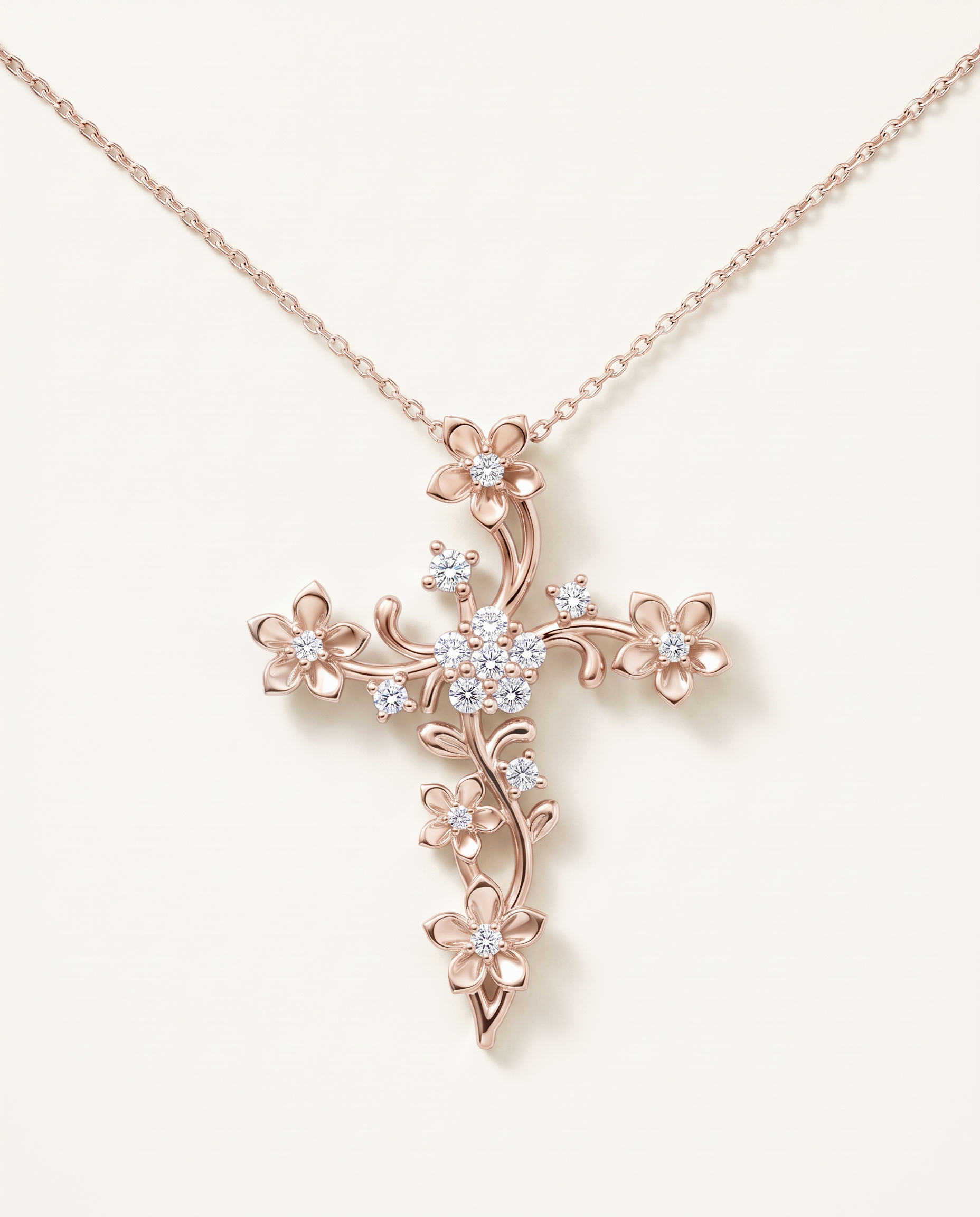 Blossom Cross Diamond Pendant