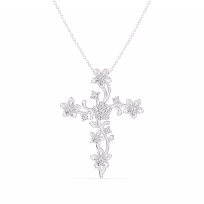 Blossom Cross Diamond Pendant