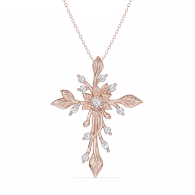 Flora Cross Lab Diamond Pendant