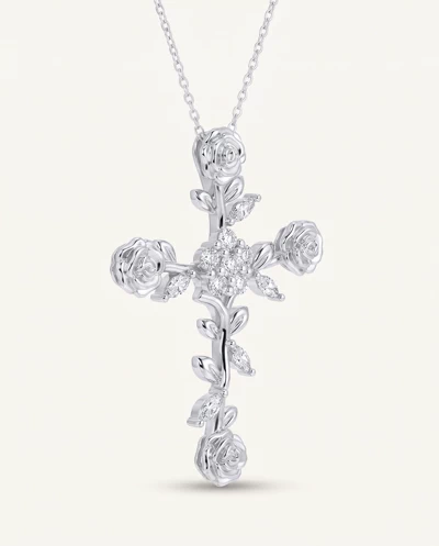Rose Stem Cross Lab Diamond Pendant