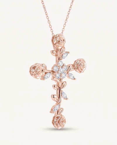 Rose Stem Cross Diamond Pendant