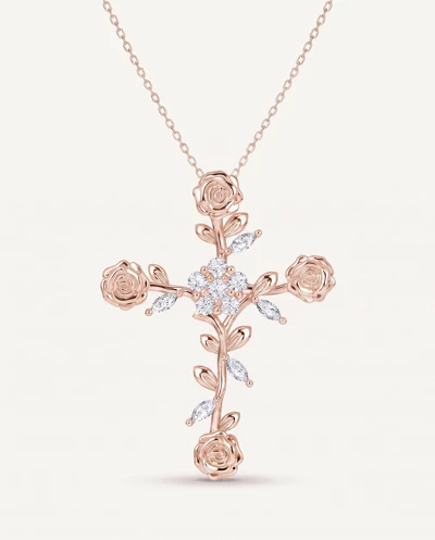 Rose Stem Cross Diamond Pendant