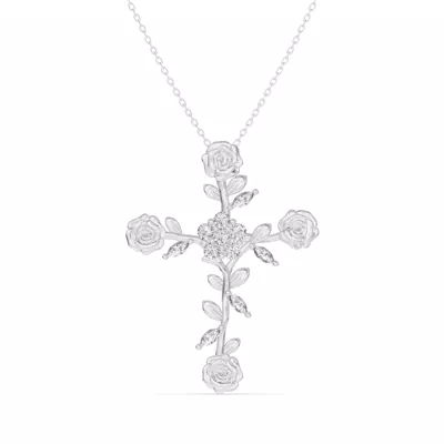 Rose Stem Cross Lab Diamond Pendant