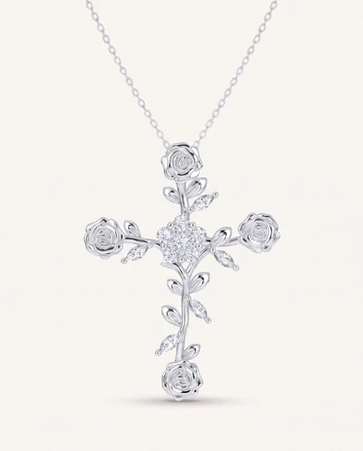 Rose Stem Cross Diamond Pendant