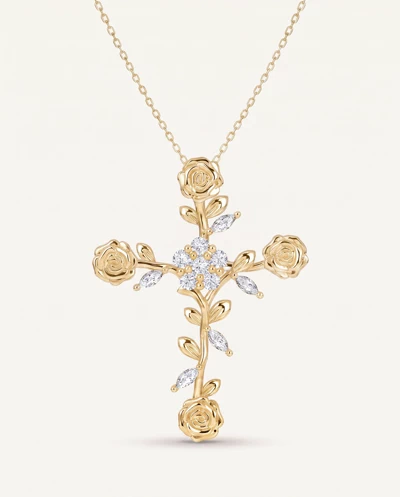 Rose Stem Cross Lab Diamond Pendant