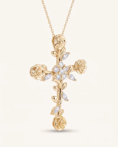 Rose Stem Cross Lab Diamond Pendant