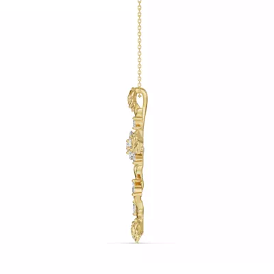 Rose Stem Cross Diamond Pendant