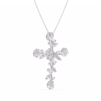 Rose Stem Cross Lab Diamond Pendant
