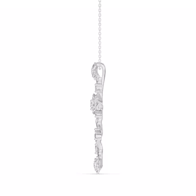 Rose Stem Cross Diamond Pendant