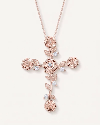 Garden Rose Cross Lab Diamond Pendant