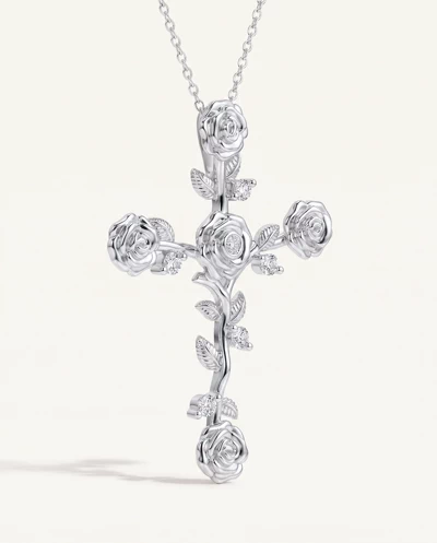 Garden Rose Cross Diamond Pendant