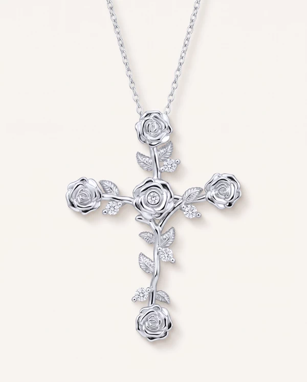 Setting Garden Rose Cross Diamond Pendant