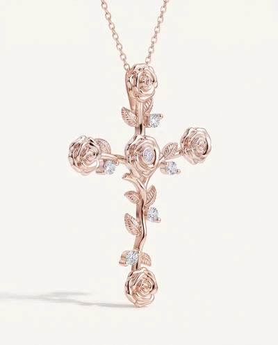 Garden Rose Cross Lab Diamond Pendant
