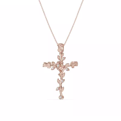 Rosebud Cross Diamond Pendant