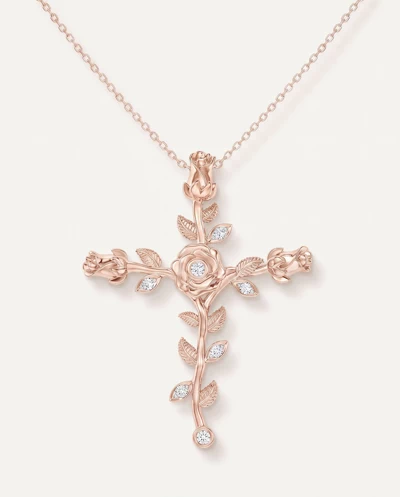 Rosebud Cross Diamond Pendant