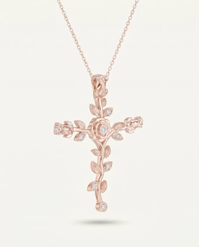 Rosebud Cross Diamond Pendant