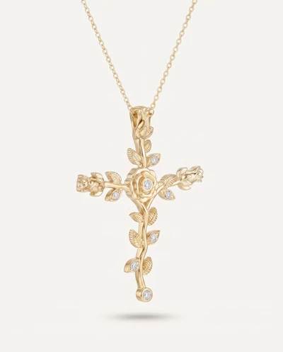 Rosebud Cross Lab Diamond Pendant
