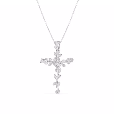 Rosebud Cross Lab Diamond Pendant