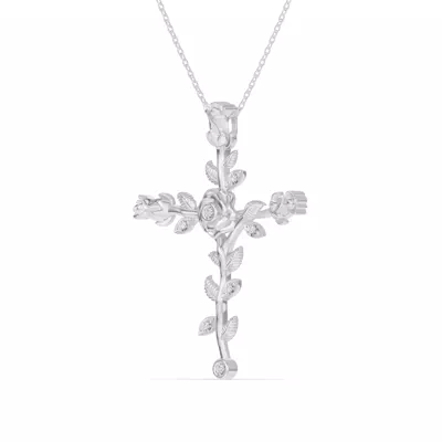 Rosebud Cross Diamond Pendant