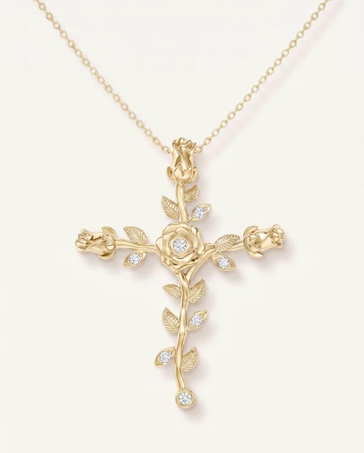 Rosebud Cross Diamond Pendant